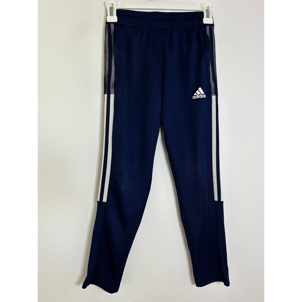 Adidas Primegreen Tiro Track Pants Navy Blue White Stripe Kids Size Small 9-10Y